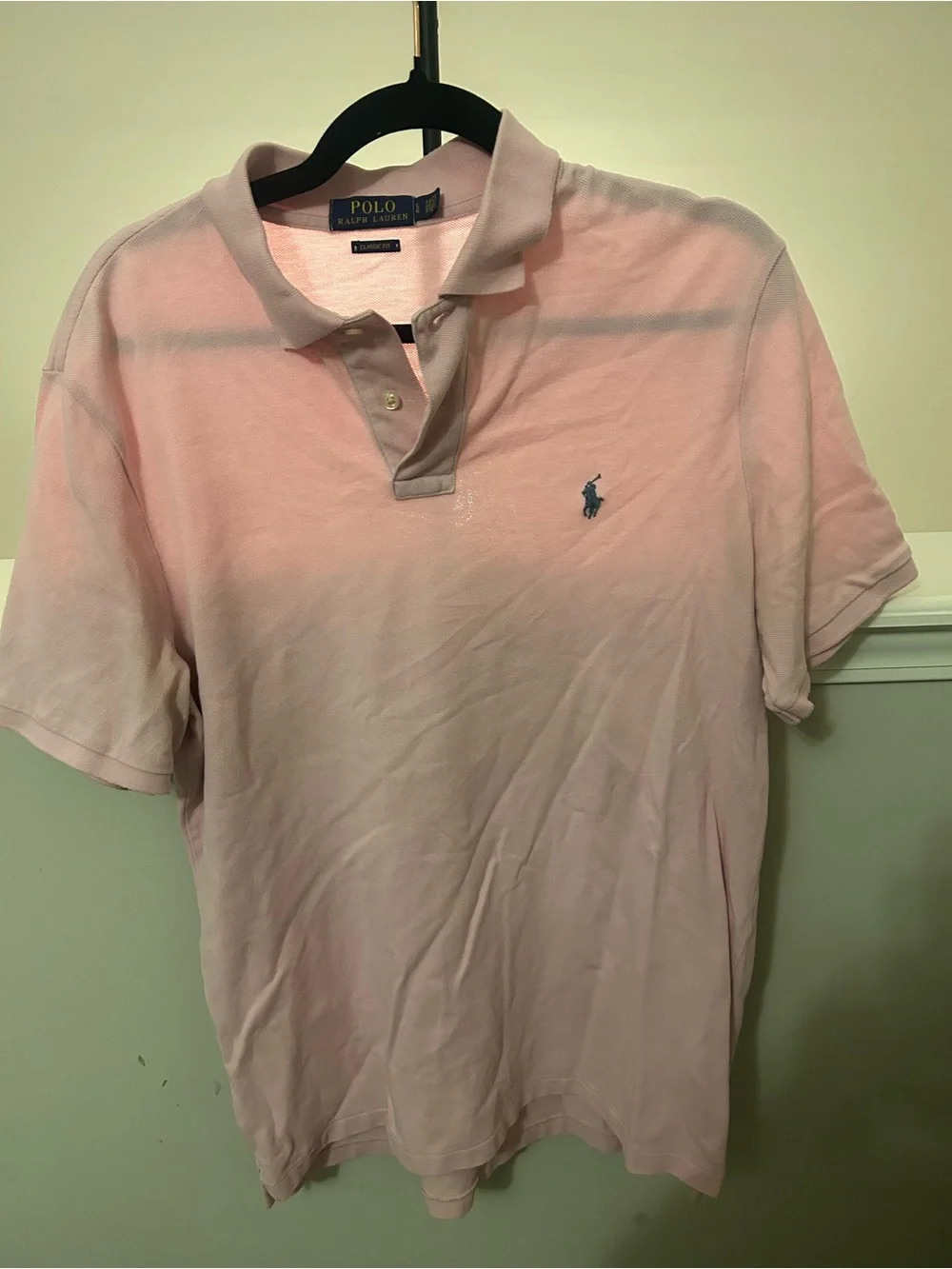 Ralph Lauren Men’s Light Pink Polo with Navy Pony